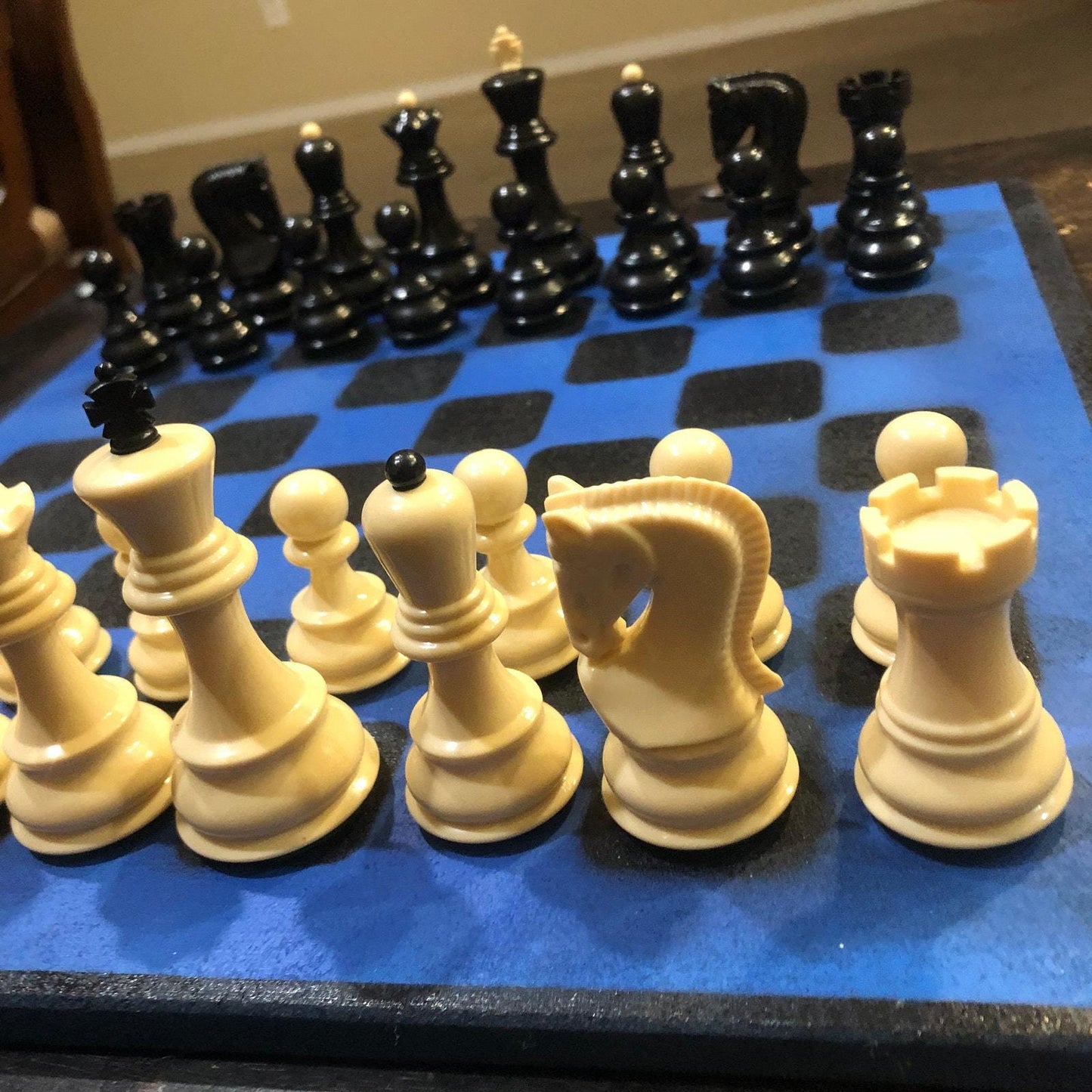 Large Chess Set - Deep Blue & Black