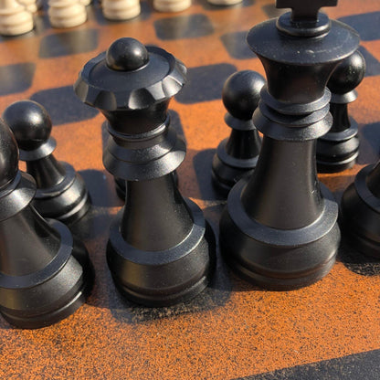 Large Chess Set - Orange & Black