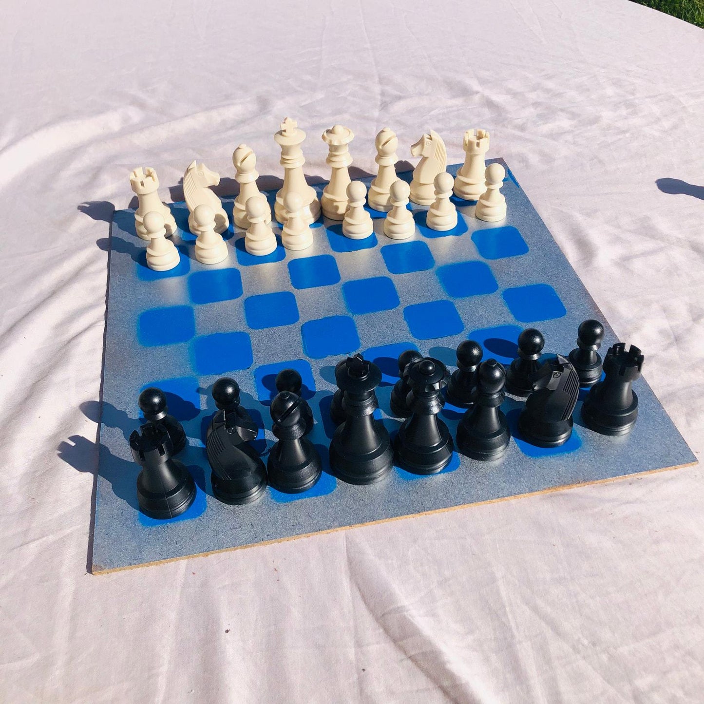 Large Chess Set - Chrome Blue