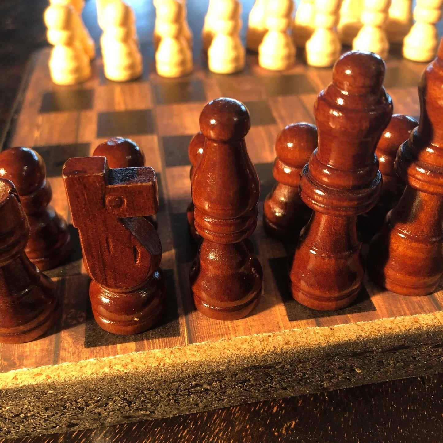 Scrapbook Chess Set - Brown Wood