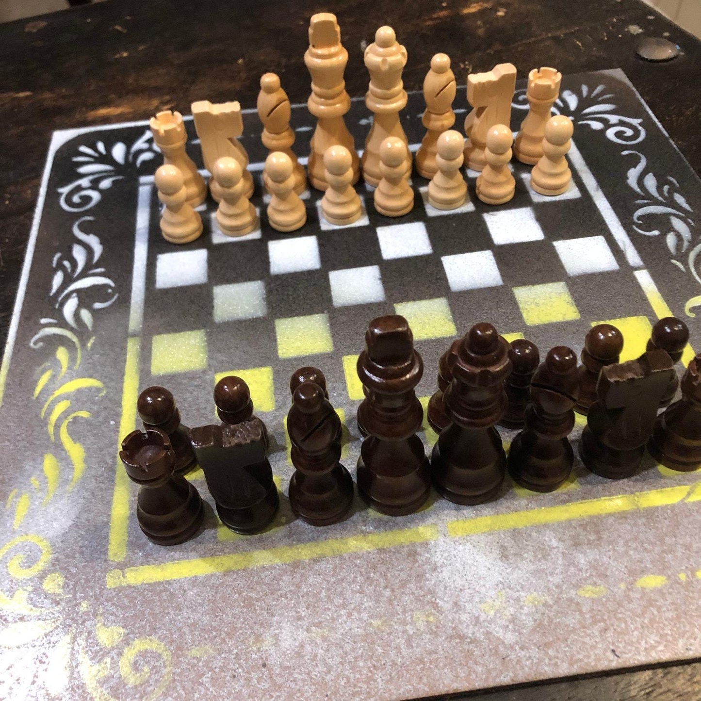 Chess Set - Black Yellow & White