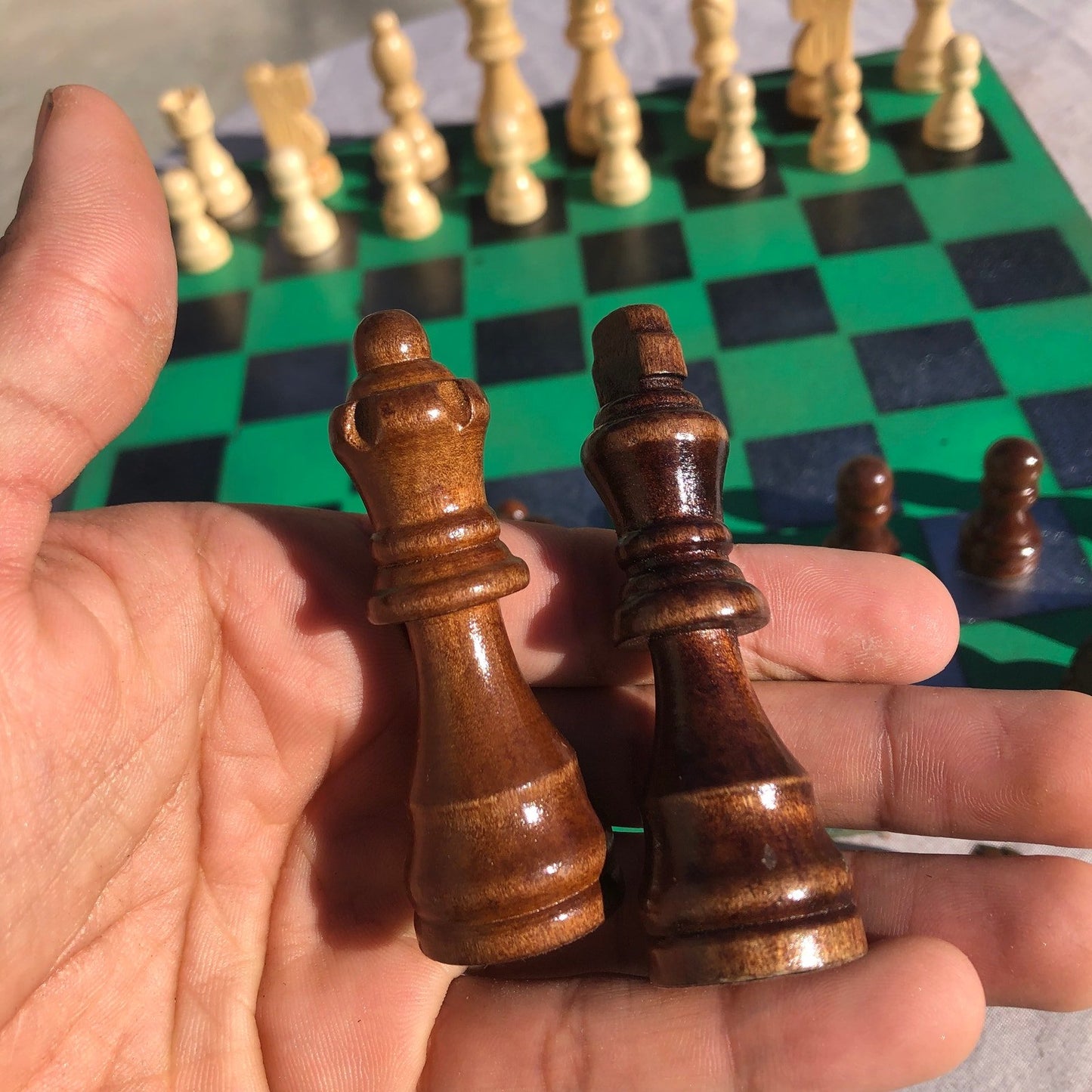 Chess Set - Green Silver