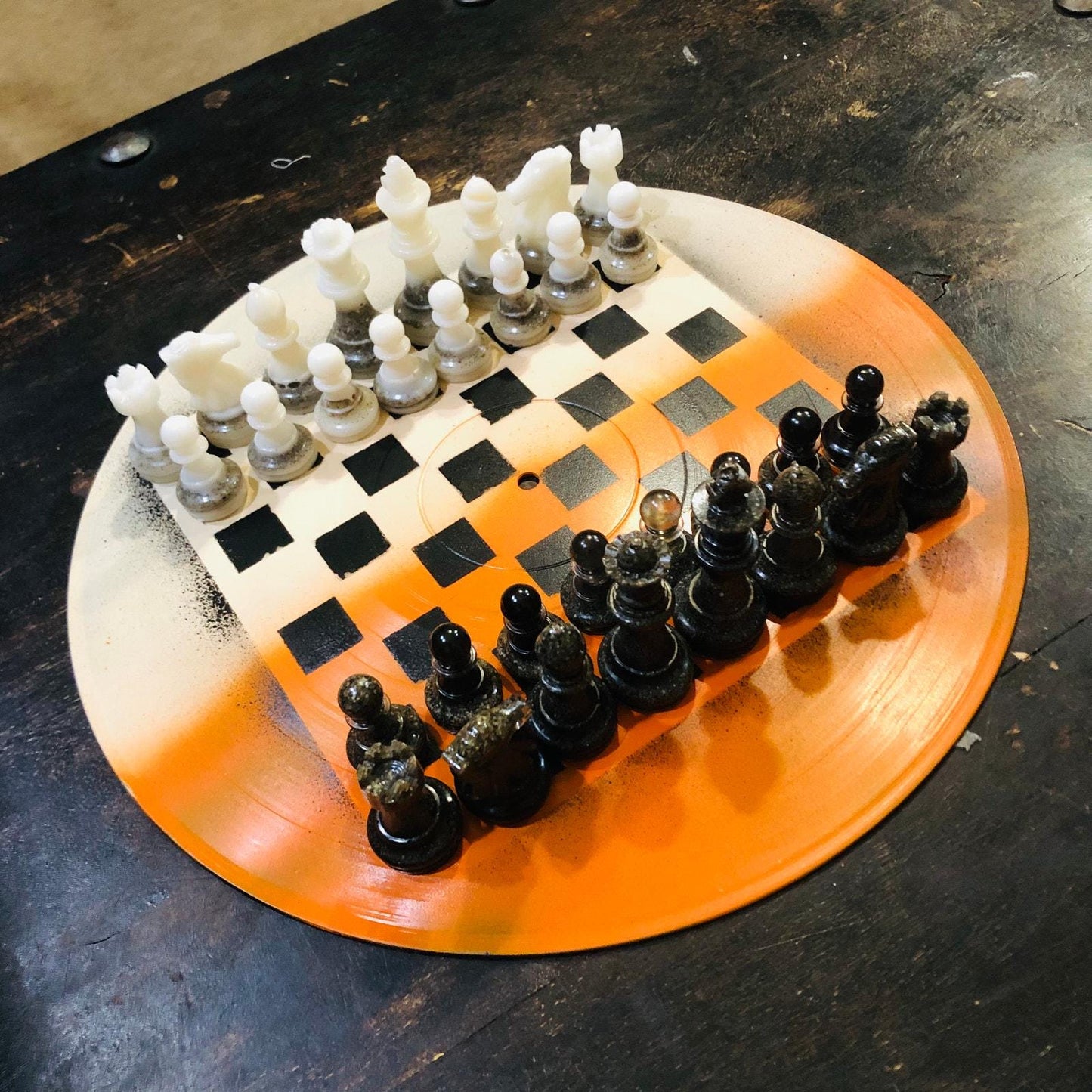 Vinyl Chess Set - Orange Cream (Resin Pieces)