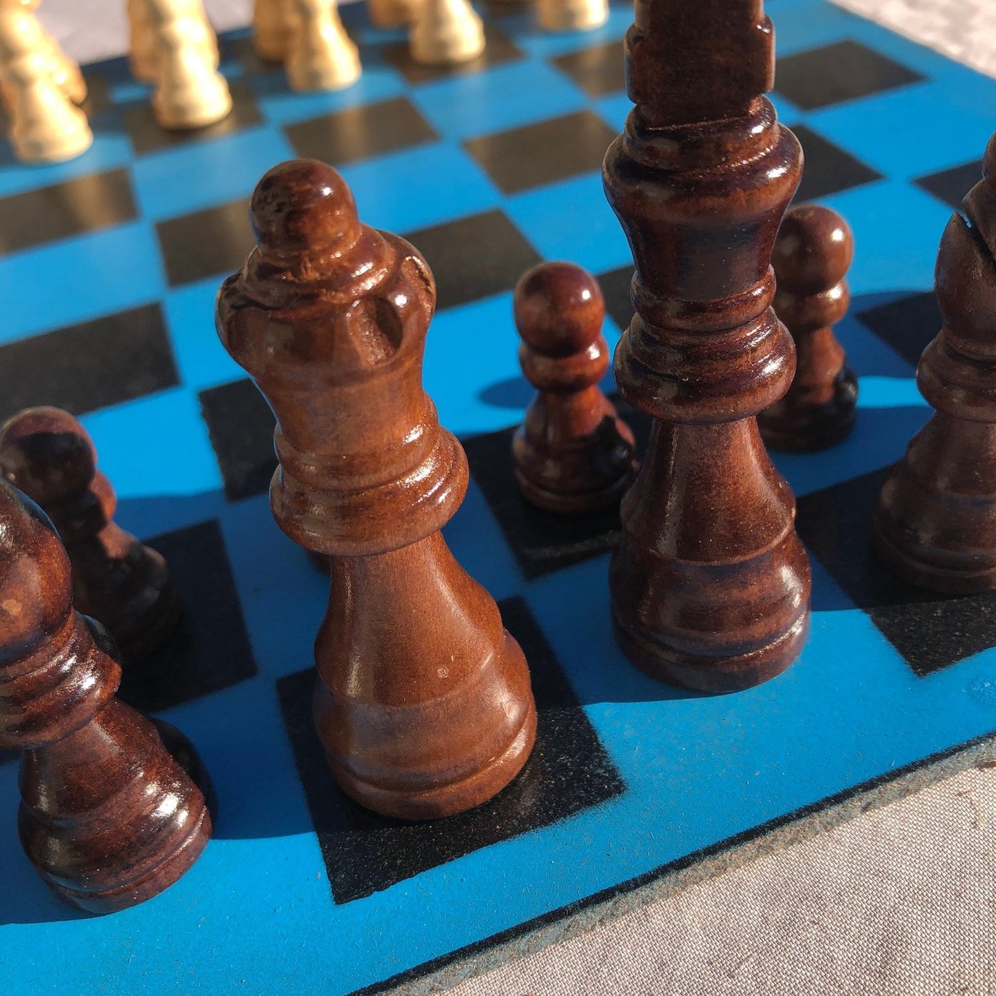 Chess Set - Sky Blue Gold