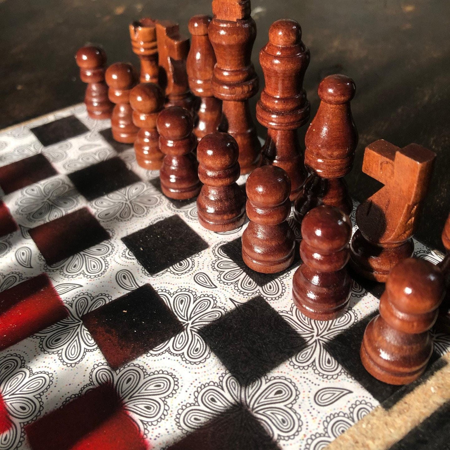 Scrapbook Chess Set - Red & Black