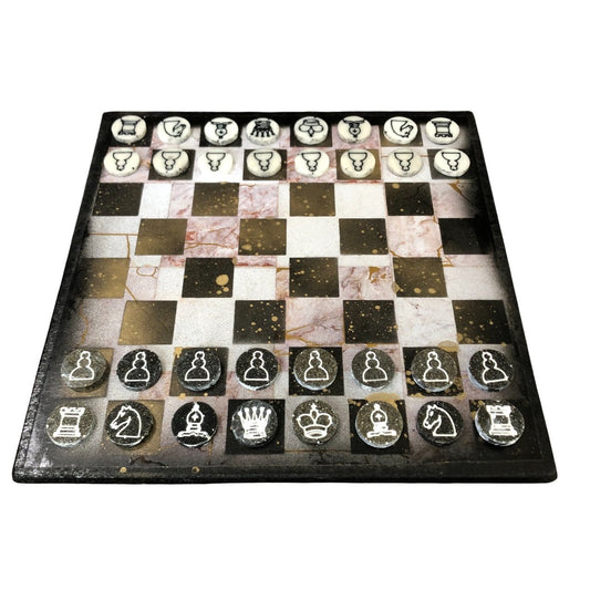 Scrapbook Chess Set - Marble Gold