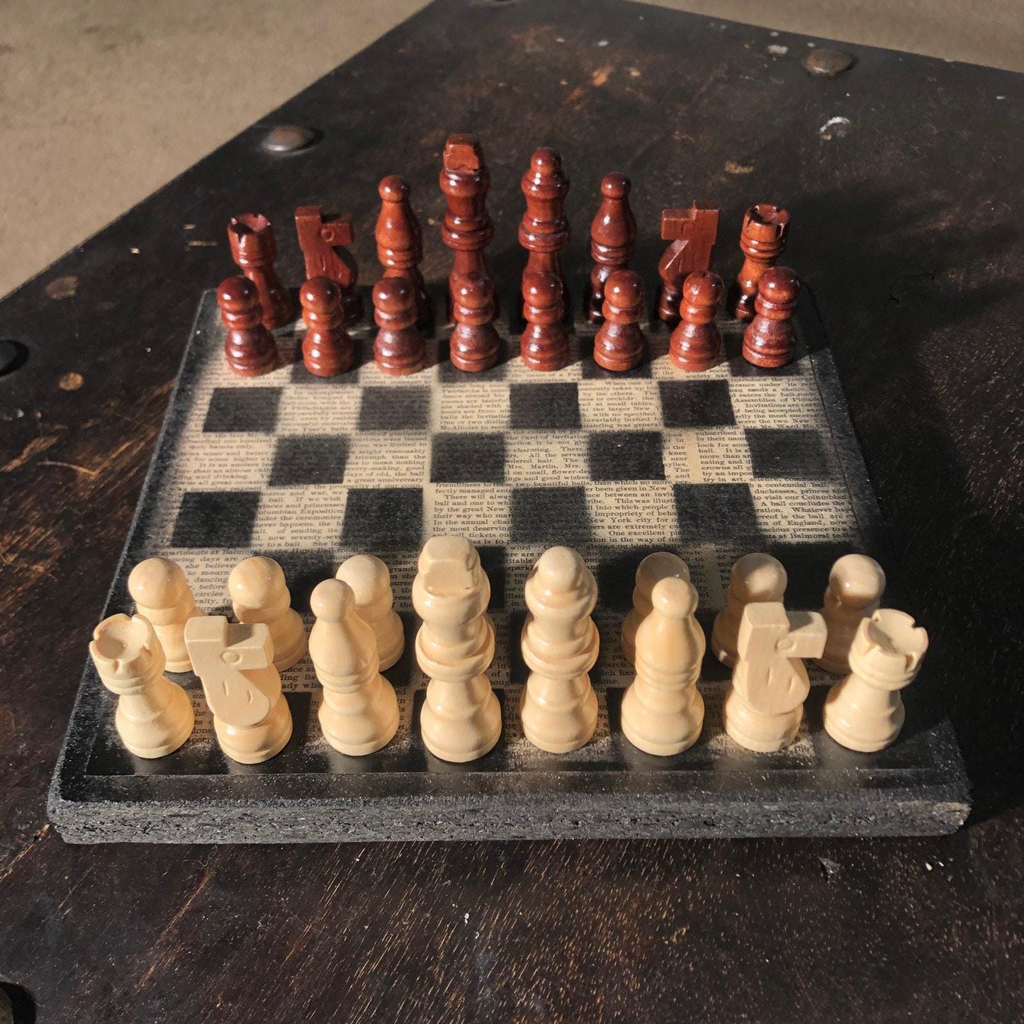 Scrapbook Chess Set - Old Text