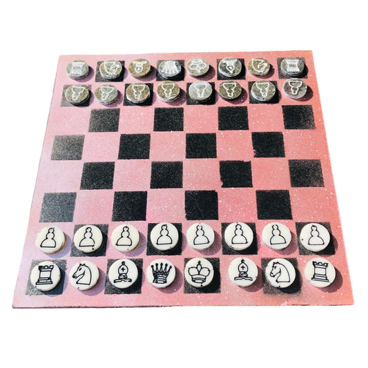 Chess Set - Faded Red Snow