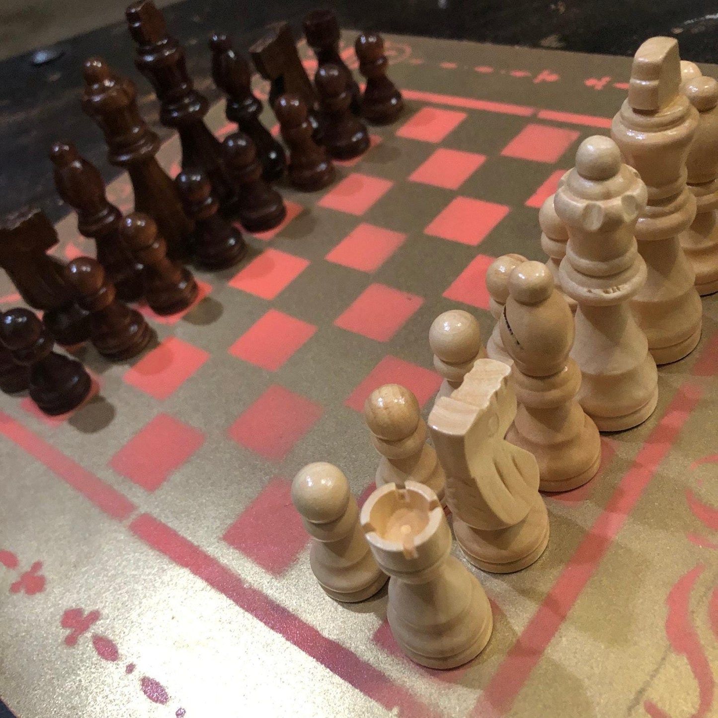 Chess Set - Golden Peach Pink