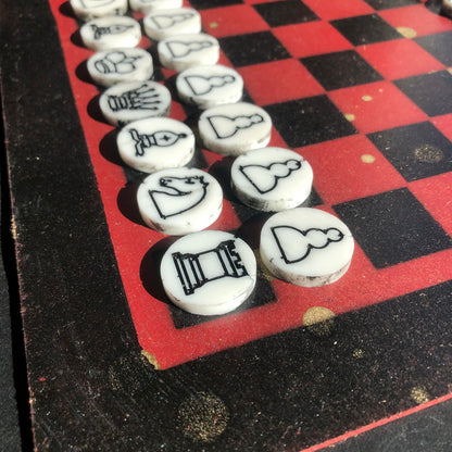 Chess Set - Red Sprinkled Gold