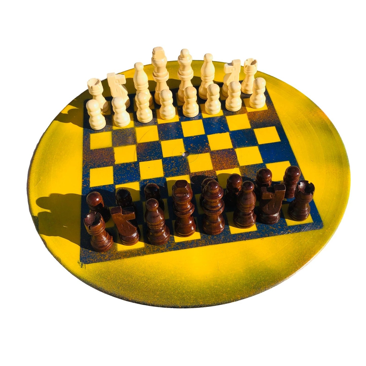 Vinyl Chess Set - Yellow & Blue Tint