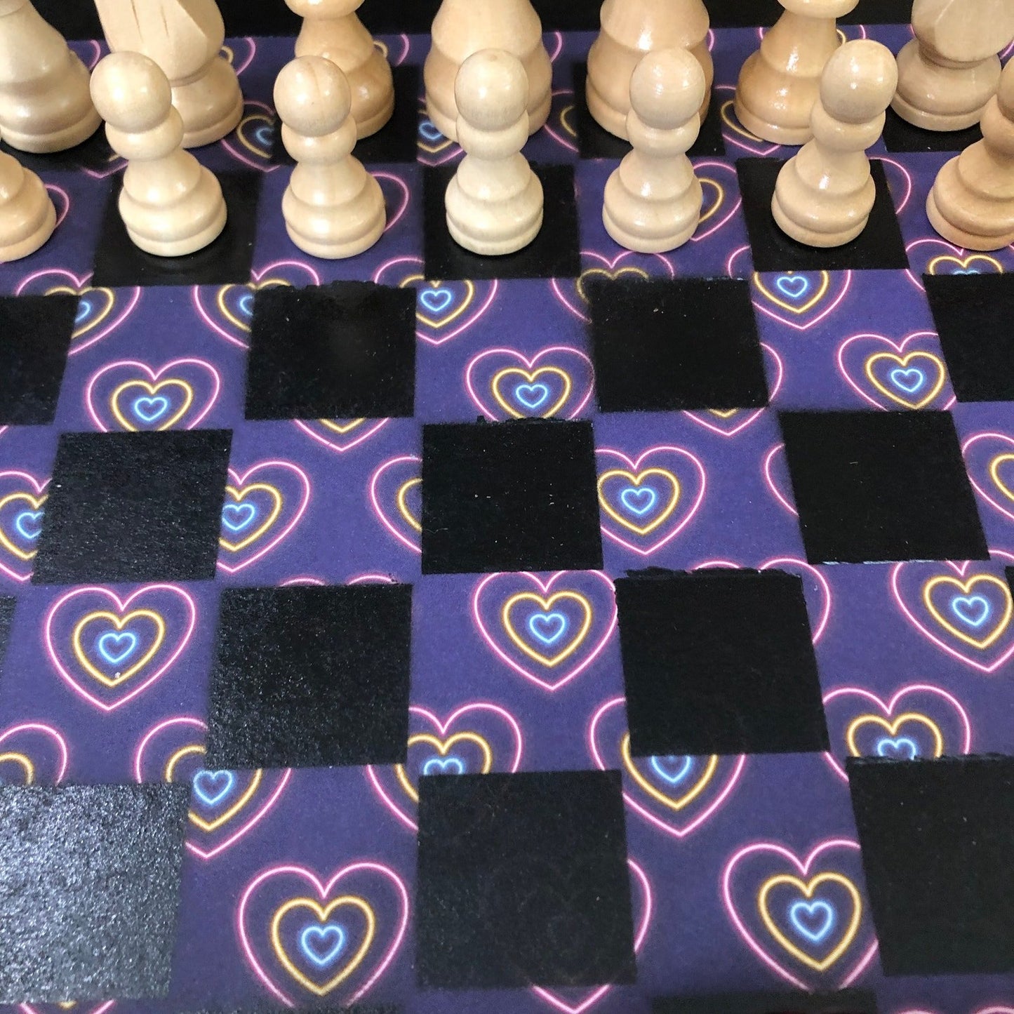 Scrapbook Chess Set - Neon Hearts