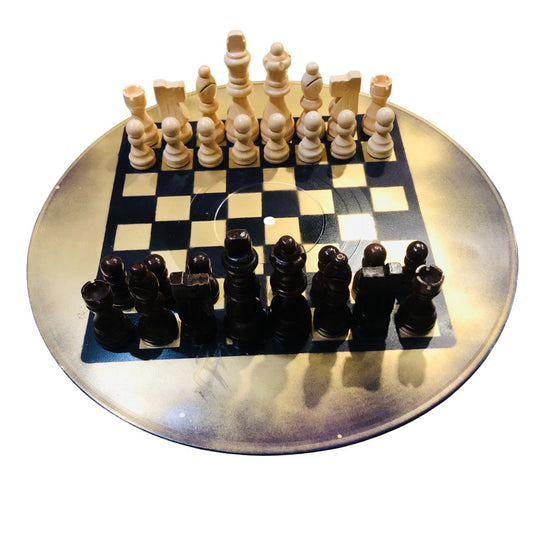 Vinyl Chess Set - Gold & Black