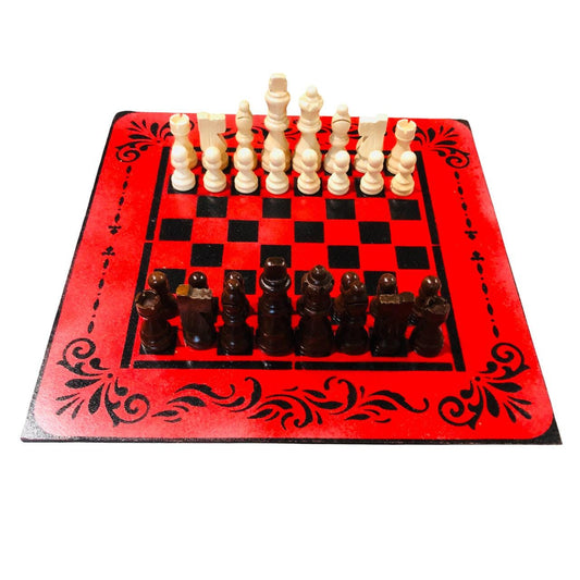 Chess Set - Cherry Red & Black