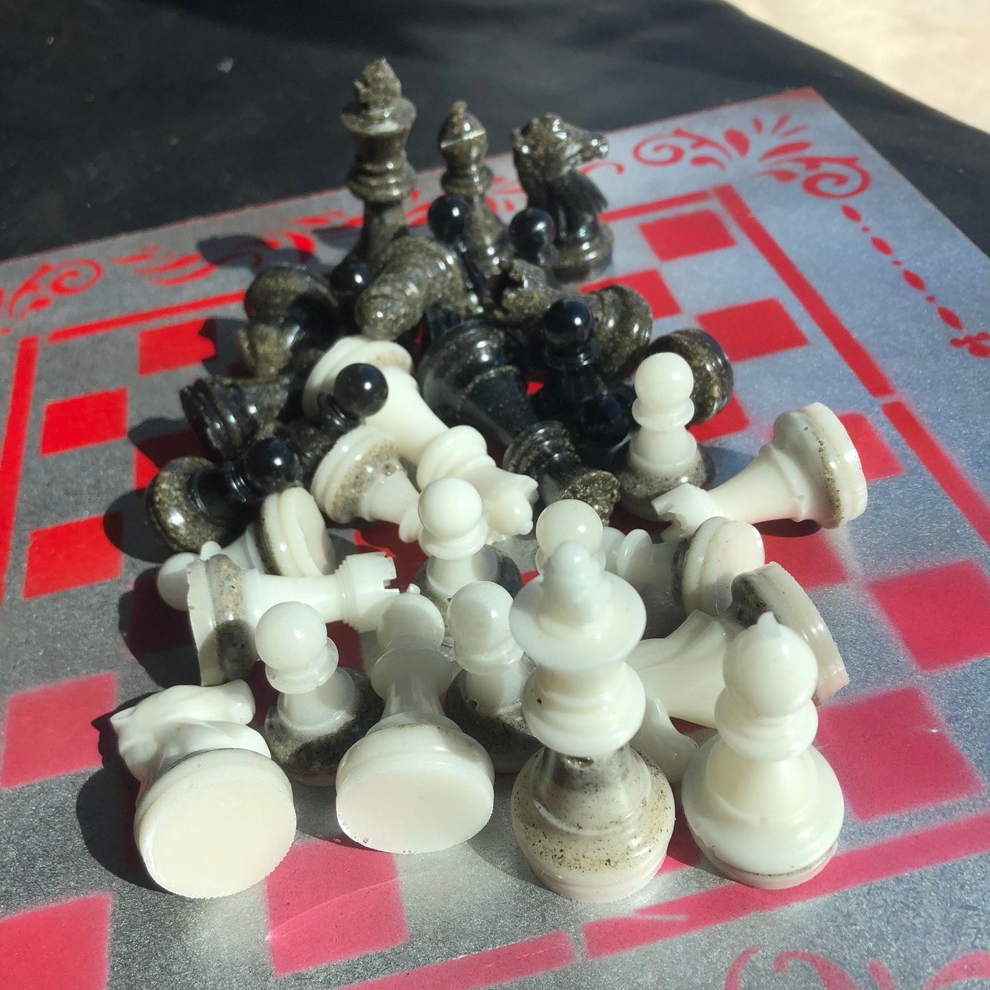 Chess Set - Red Silver