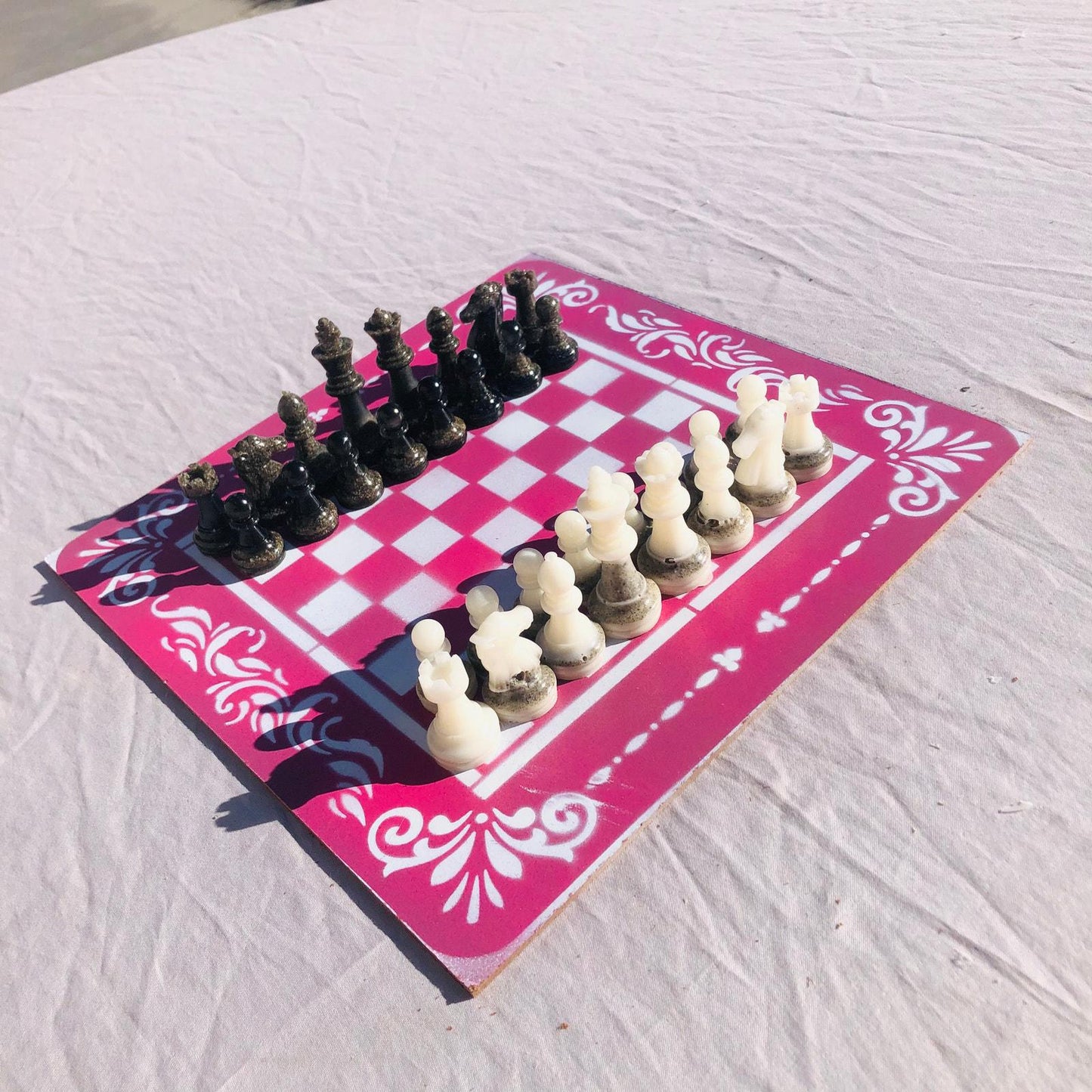 Chess Set - Pink & White